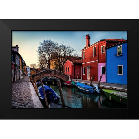 Burano Black Modern Wood Framed Art Print by Amos, Andy