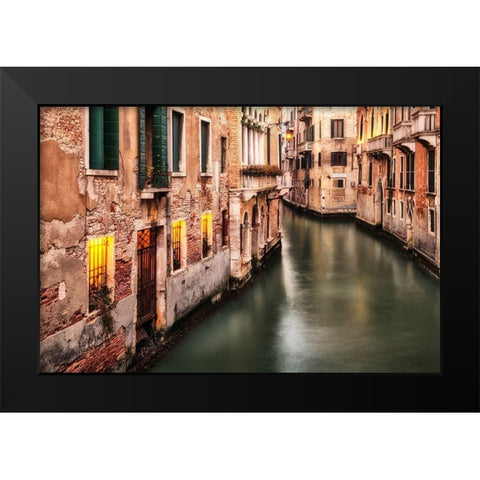 Venice Twilight Black Modern Wood Framed Art Print by Amos, Andy