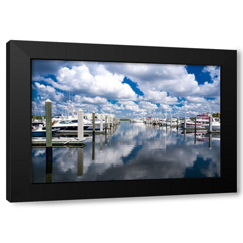 Boat Pier Black Modern Wood Framed Art Print with Double Matting by Bill Carson Photography