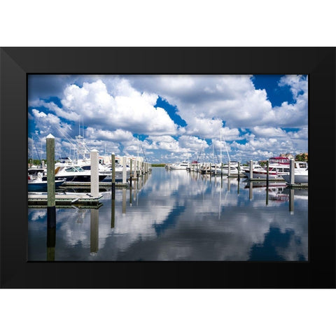 Boat Pier Black Modern Wood Framed Art Print by Bill Carson Photography