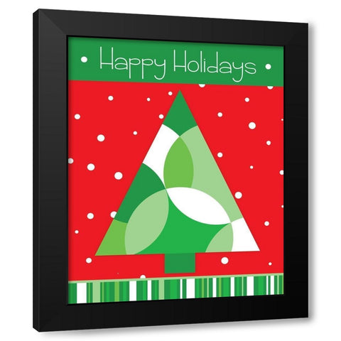 Happy Holidays Black Modern Wood Framed Art Print by Quach, Anna