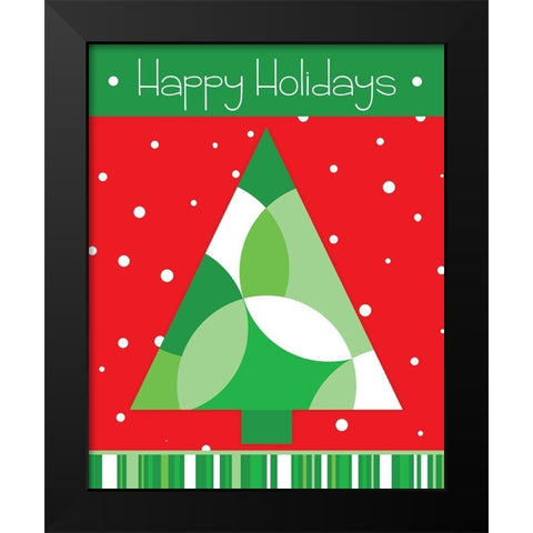 Happy Holidays Black Modern Wood Framed Art Print by Quach, Anna