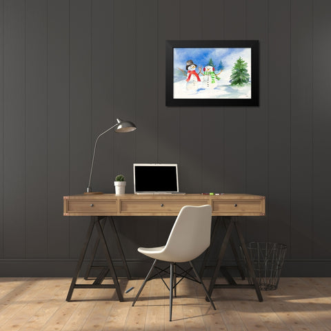 Snowman Valley I Black Modern Wood Framed Art Print by Loreth, Lanie