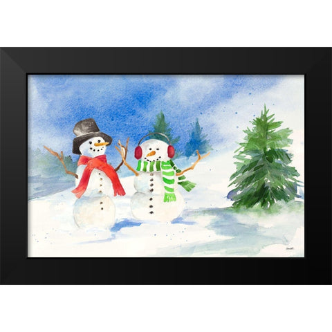 Snowman Valley I Black Modern Wood Framed Art Print by Loreth, Lanie