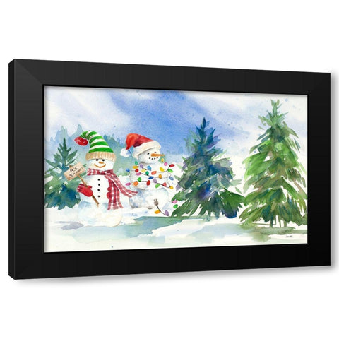 Snowman Valley II Black Modern Wood Framed Art Print by Loreth, Lanie
