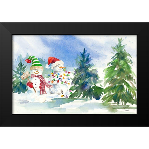 Snowman Valley II Black Modern Wood Framed Art Print by Loreth, Lanie