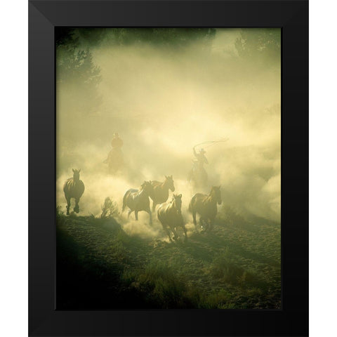 Stampede Black Modern Wood Framed Art Print by Jimmyz