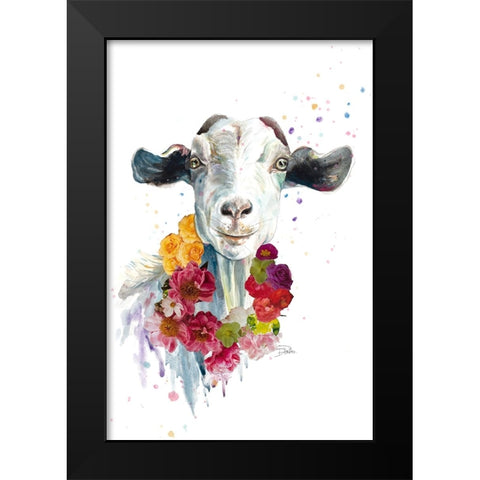 Cute Goat Black Modern Wood Framed Art Print by Pinto, Patricia