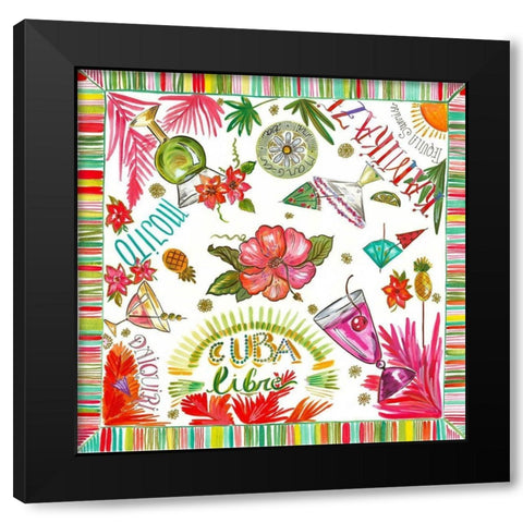 Cuba Libre Black Modern Wood Framed Art Print with Double Matting by Del Sol, Ani