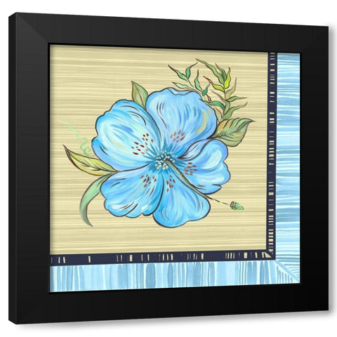 Vibrant Blue Island Flower Black Modern Wood Framed Art Print with Double Matting by Del Sol, Ani