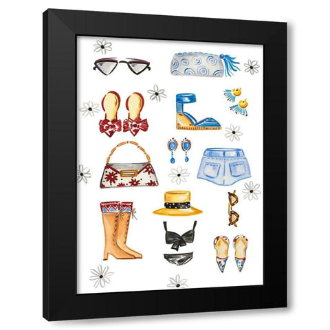 Fashion Accessories Black Modern Wood Framed Art Print by Del Sol, Ani