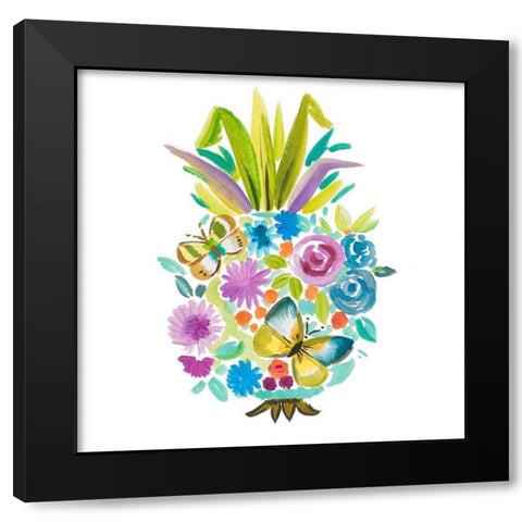 Vibrant Pineapple Black Modern Wood Framed Art Print with Double Matting by Del Sol, Ani