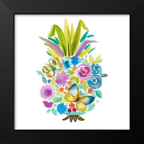 Vibrant Pineapple Black Modern Wood Framed Art Print by Del Sol, Ani