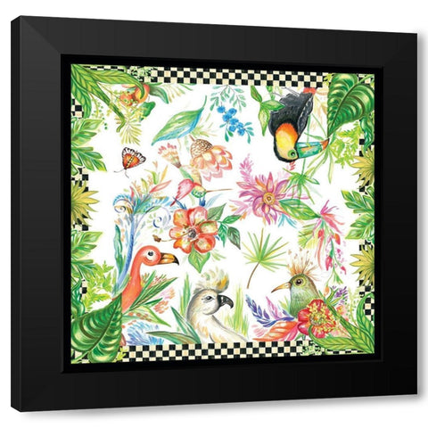 Tropical Birds Black Modern Wood Framed Art Print by Del Sol, Ani