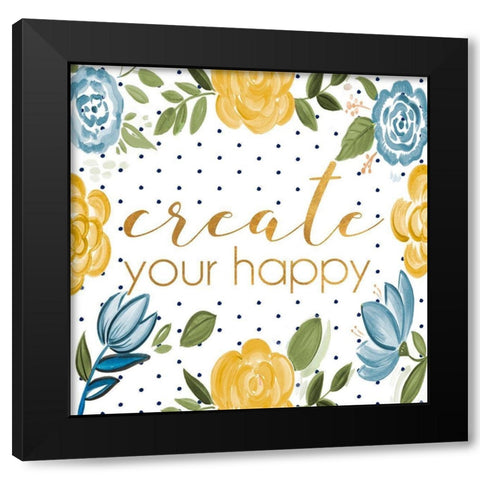 Create your Happy Black Modern Wood Framed Art Print by Del Sol, Ani