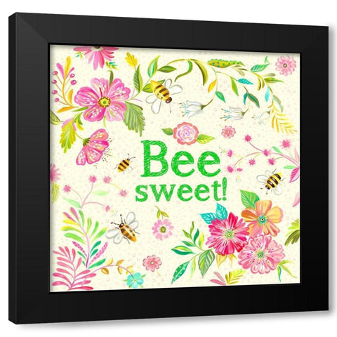 Bee Sweet Black Modern Wood Framed Art Print with Double Matting by Del Sol, Ani