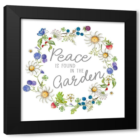Peace Is Found In The Garden Black Modern Wood Framed Art Print by Del Sol, Ani