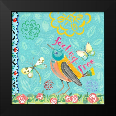 Nature Garden with Bird Black Modern Wood Framed Art Print by Del Sol, Ani