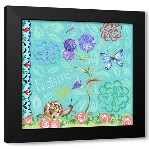 Nature Garden with Buttefly Black Modern Wood Framed Art Print with Double Matting by Del Sol, Ani