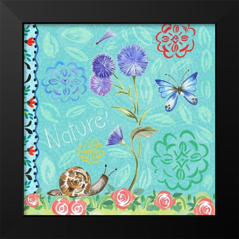 Nature Garden with Buttefly Black Modern Wood Framed Art Print by Del Sol, Ani