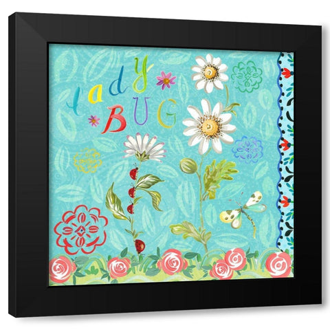 Nature Garden with Ladybug Black Modern Wood Framed Art Print with Double Matting by Del Sol, Ani