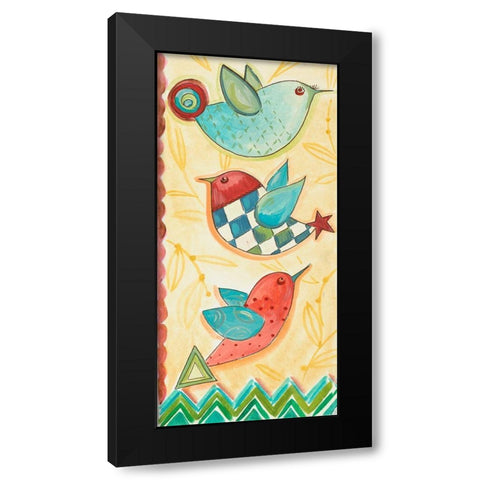 Flying Birds On Yellow Black Modern Wood Framed Art Print with Double Matting by Del Sol, Ani