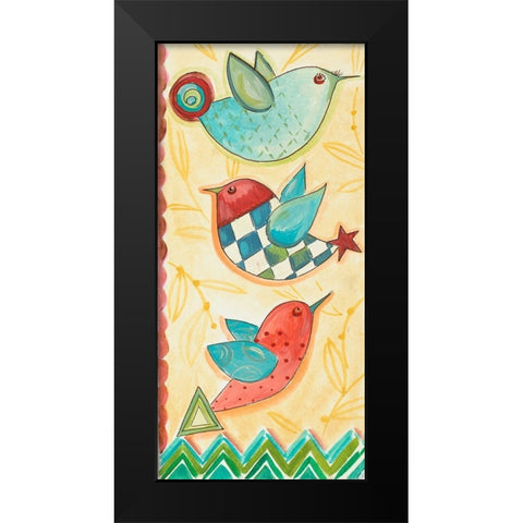 Flying Birds On Yellow Black Modern Wood Framed Art Print by Del Sol, Ani