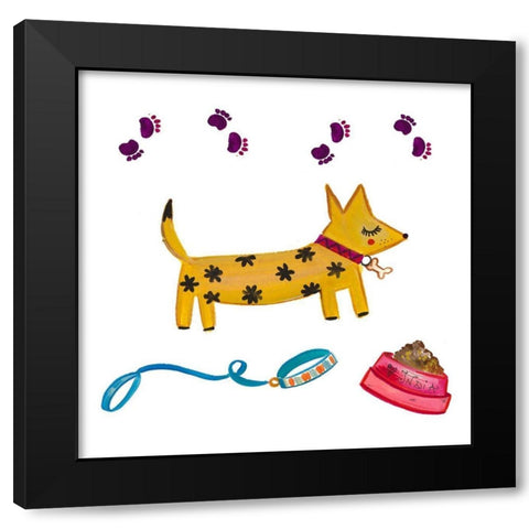 Dog and Treat I Black Modern Wood Framed Art Print with Double Matting by Del Sol, Ani