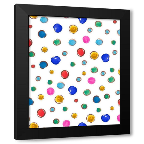 Polka Dots Black Modern Wood Framed Art Print by Del Sol, Ani