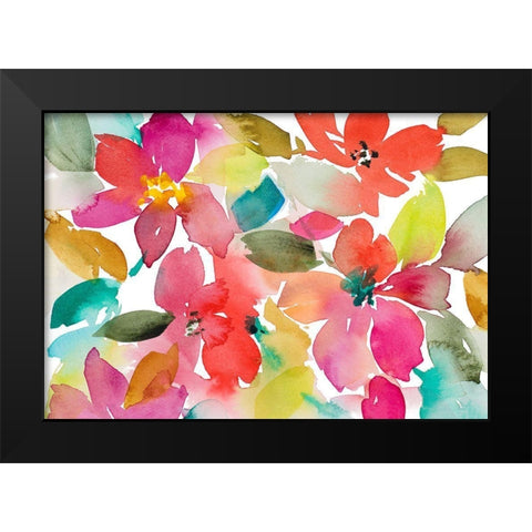 Contemporary Red Blooms Black Modern Wood Framed Art Print by Loreth, Lanie