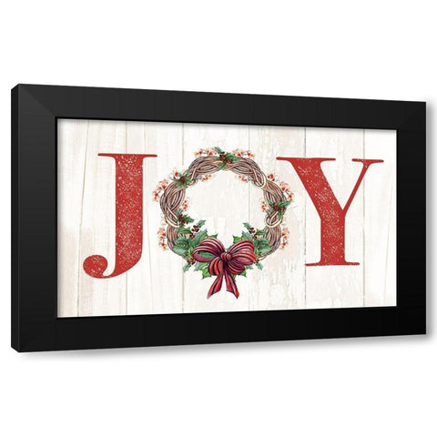 Joyeux Noel Wreath Black Modern Wood Framed Art Print by Diannart
