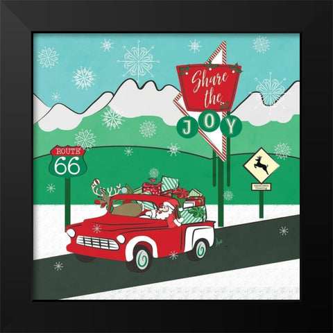 Retro Santa Driving I Black Modern Wood Framed Art Print by Metz, Andi