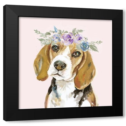 Flower Crown Pet I Black Modern Wood Framed Art Print by Pinto, Patricia