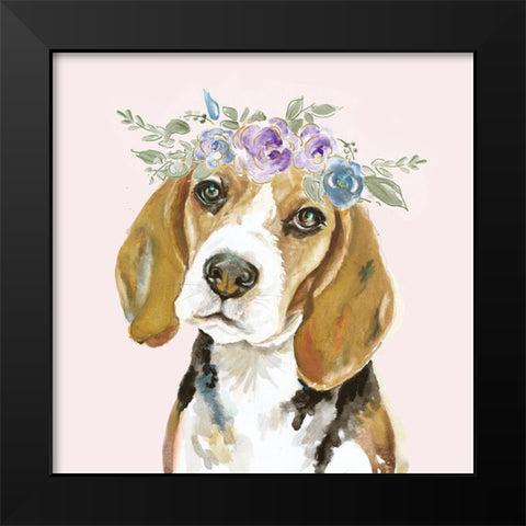 Flower Crown Pet I Black Modern Wood Framed Art Print by Pinto, Patricia