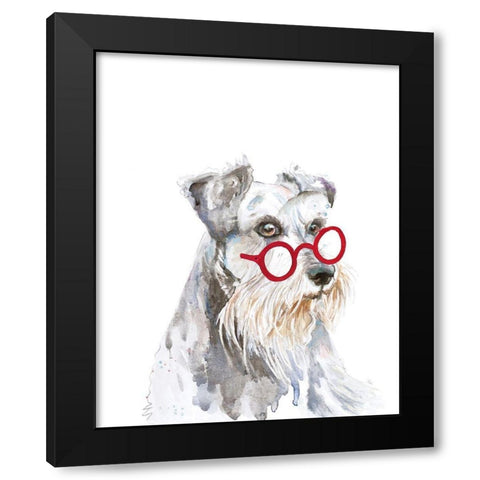 Schnauzer Dog with Glasses Black Modern Wood Framed Art Print by Pinto, Patricia
