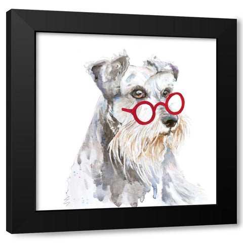 Schnauzer With Glasses Black Modern Wood Framed Art Print by Pinto, Patricia
