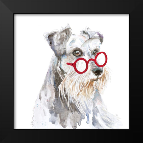 Schnauzer With Glasses Black Modern Wood Framed Art Print by Pinto, Patricia
