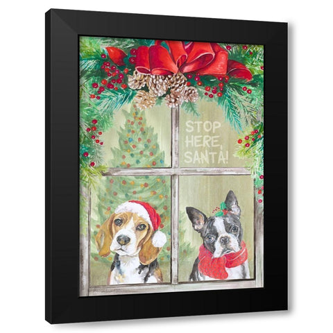 Stop Here Santa Black Modern Wood Framed Art Print by Pinto, Patricia