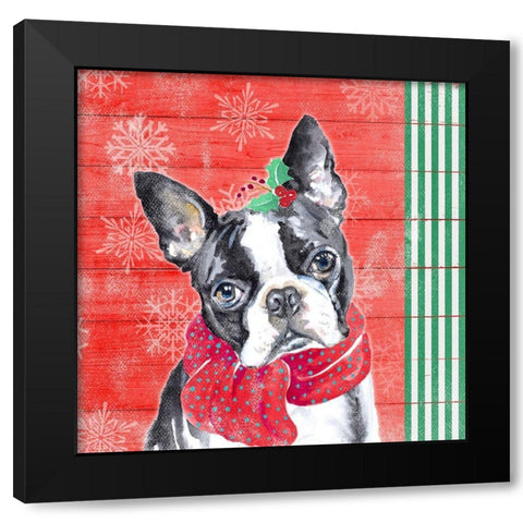 Holiday Puppy II Black Modern Wood Framed Art Print with Double Matting by Pinto, Patricia