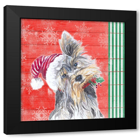 Holiday Puppy III Black Modern Wood Framed Art Print with Double Matting by Pinto, Patricia