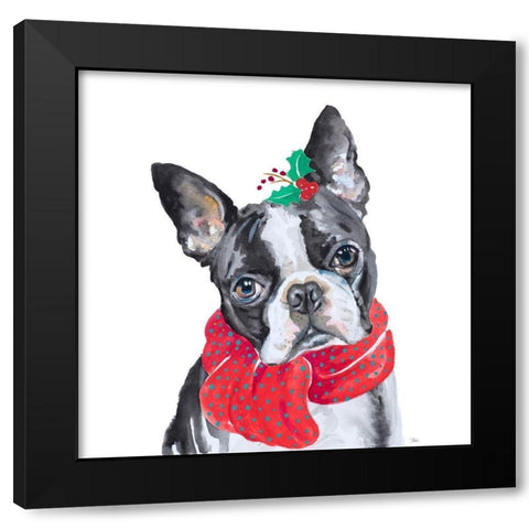Holiday Dog II Black Modern Wood Framed Art Print by Pinto, Patricia