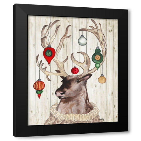 Christmas Reindeer I Black Modern Wood Framed Art Print with Double Matting by Medley, Elizabeth