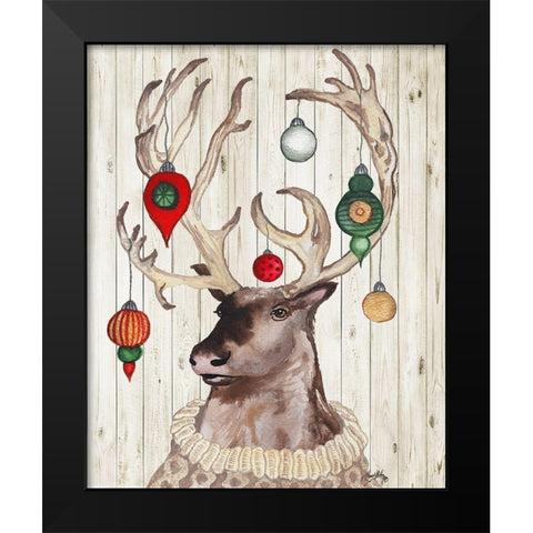 Christmas Reindeer I Black Modern Wood Framed Art Print by Medley, Elizabeth