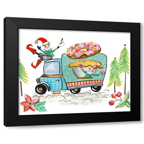 Donut Elves Black Modern Wood Framed Art Print with Double Matting by Del Sol, Ani