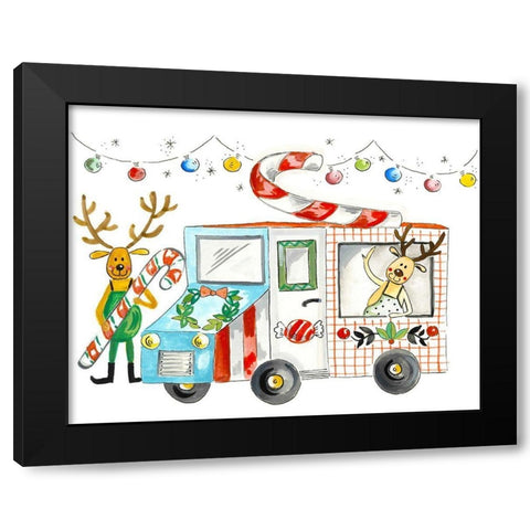 Reindeer Treats Black Modern Wood Framed Art Print by Del Sol, Ani