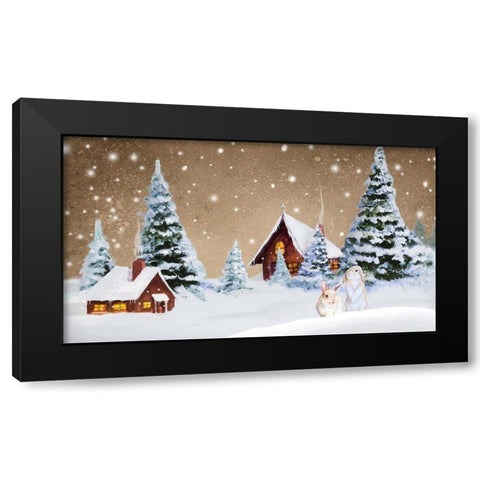 Christmas Village Black Modern Wood Framed Art Print by Gaynor, Janice