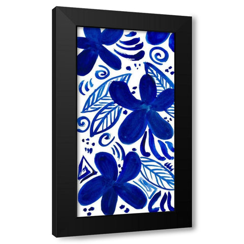 Blue Floral Panel Black Modern Wood Framed Art Print by Loreth, Lanie