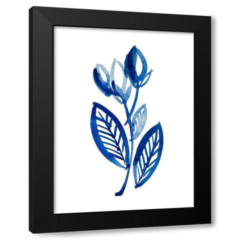Blue Floral I Black Modern Wood Framed Art Print by Loreth, Lanie