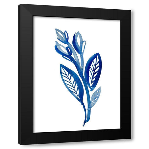 Blue Floral II Black Modern Wood Framed Art Print by Loreth, Lanie