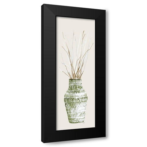 Tall Textured Vase In Green II Black Modern Wood Framed Art Print by Loreth, Lanie